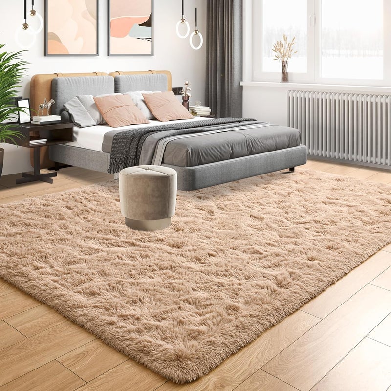 Tepook Area Rugs 9x12 for Living Room, Super Soft Fluffy Rugs for Bedroom, Modern Shaggy Rug Fuzzy Carpets for Kids, Plush Indoor Nursery Home Decor Rug with Non-Slip Bottom, Beige - Image 3